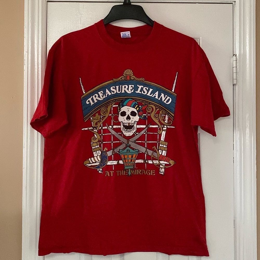 VTG 90’s Treasure Island At The Mirage Las Vegas Red T-shirt Graphic Shirt